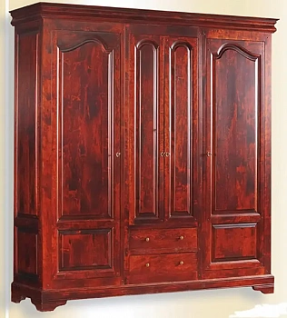 Шкаф 4х-дв с зеркалом "Луи Филипп" МО 25.06  купить в интернет магазине Мебель из массива. Звоните +7 495 961-63-63 Шкафы для одежды из Индонезии